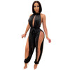 Cutubly Hollow Out Club Jumpsuits For Women Fashion Autumn Solid Sexy Jumpsuit Halter Party Rompers And Jumpsuits For Women| |