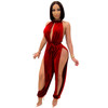 Cutubly Hollow Out Club Jumpsuits For Women Fashion Autumn Solid Sexy Jumpsuit Halter Party Rompers And Jumpsuits For Women| |