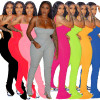 HAOYUAN Sexy Bodycon Stacked Jumpsuit Women Plus Size Clothes Backless Overalls One Peice Split Leggings Rompers Club Outfits|Jumpsuits|