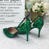 BaoYaFang 2020 NEW ARRIVE Green Crystal Wedding Shoes Woman Thin Heel Pointed Toe Bridal Party Dress Shoe Big Size High Pumps|Women's Pumps|