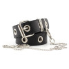 New Gothic Faux Leather Belt lady silver pin Metal Chain Ring Waist Strap Street Dance Decorate belts for women girl jeans black|Women's Belts|