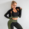 3 Piece Women Yoga Sets Fitness Sport Wear Leggings High Support Bra Crop Top Workout Clothes Gym Seamless Yoga Suits| |