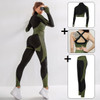 3 Piece Women Yoga Sets Fitness Sport Wear Leggings High Support Bra Crop Top Workout Clothes Gym Seamless Yoga Suits| |