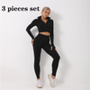 3 Piece Women Yoga Sets Fitness Sport Wear Leggings High Support Bra Crop Top Workout Clothes Gym Seamless Yoga Suits| |