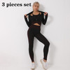 3 Piece Women Yoga Sets Fitness Sport Wear Leggings High Support Bra Crop Top Workout Clothes Gym Seamless Yoga Suits| |