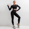 Women's Sportswear Yoga Set Gym Clothing Tracksuit Long Sleeve Crop Top High Waist Seamless Leggings for Fitness Sports Suit|Yoga Sets|
