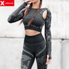 2020 New Women's Yoga Gym Crop Top Compression Workout Athletic Long Sleeve Shirt High Waist Legging Fitness Sport Pant Clothes| |
