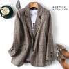 PEONFLY Vintage Single Breasted Office Ladies Plaid Blazer Long Sleeve Loose Plaid Coat Jacket Women Blazers Female 2020|Blazers|