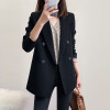 PEONFLY Fashion Women Black Blazer Long Sleeve Pocket Double Breasted Office Ladies Business Coat Female Retro Tops 2020 Autumn|Blazers|
