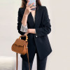 PEONFLY Fashion Women Black Blazer Long Sleeve Pocket Double Breasted Office Ladies Business Coat Female Retro Tops 2020 Autumn|Blazers|