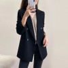 PEONFLY Fashion Women Black Blazer Long Sleeve Pocket Double Breasted Office Ladies Business Coat Female Retro Tops 2020 Autumn|Blazers|