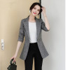 PEONFLY Vintage Office Lady Notched Collar Plaid Women Blazer Single Button Autumn Jacket 2020 Casual Pockets Female Suits Coat|Blazers|