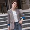 PEONFLY Vintage Plaid Printed Blazer Women Casual Single Button Office Lady Coat Fashion Notched Long Sleeve Chaqueta Mujer|Blazers|