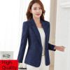 PEONFLY 2020 Women's Blazer Long Sleeve Blazers Solid One Button Coat Slim Office Lady Jacket Female Tops Blazer Navy Blue|Blazers|