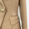 HIGH STREET 2020 New Fashion Designer Blazer Women's Lion Buttons Double Breasted Pique Blazer Jacket Brown|Blazers|