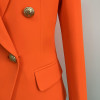 HIGH STREET Classic Baroque Designer Blazer Women's Metal Lion Buttons Double Breasted Blazer Orange|Blazers|