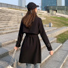 Spring Autumn Girls Trench Coat Dress Korean Style Slim Fit Long Jacket with Belt Lady Khaki Black Plus Size 3xl Fashion Outwear|Trench|