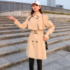 Spring Autumn Girls Trench Coat Dress Korean Style Slim Fit Long Jacket with Belt Lady Khaki Black Plus Size 3xl Fashion Outwear|Trench|