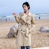 2020 Autumn Trench Coat Girls England Style with Belt Women Long Sleeve Jacket Slim Fit Khaki Double breasted Tunic Outwear|Trench|