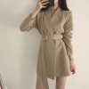 Women Long Blazers Jacket with Belt 2020 Spring Autumn Office Ladies Coat Female Outwear England Style Cardigan Fashion Tide| |