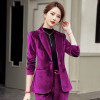 2020 Autumn Fashion Professional Flannel Velor Jacket Coat Women Winter Femme Blazer Ladies Jackets Office Lady Pockets Purple|Blazers|