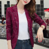 Spring Autumn Women Printed Blazer Retro Style Slim Suit Outerwear Black Wine Red Women Long Sleeve One Button Ladies Jackets|Blazers|