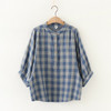 Plaid Shirts Womens Blouses And Tops Cotton Yarns Summer Loose Lantern Sleeve Checked Lady Tops 2020 New Arrivals|Blouses & Shirts|