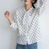 Bowtie Polka Dot Blouse Women Loose Casual Tops Female Plus Size Shirts Blouse Lantern Sleeve Office Work Wear Shirts White Tops|Blouses & Shirts|