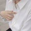 OL Style Women White Shirts Turn Down Collar Blouse Tops Elegant Workwear Female Blusas Single Breasted Invisiable Button Shirts|Blouses & Shirts|