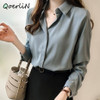 Autumn Women 2020 Fashion Blouses Solid Plus Size Female Clothes Loose Shirt Long Sleeve Blouse Simple OL Feminine Blusa Mujer|Blouses & Shirts|