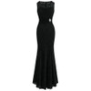 Women's V Neck Lace Evening Dress Pleated Ribbon Mermaid Party Gown