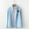 Denim Women Blouses Shirts Tunic Womens Tops 2020 Long Sleeve Clothing Button Up Down Cute Cat New Autumn Embroidery Elegant|Blouses & Shirts|