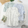 Women Blouses Shirts Womens Tops And Blouses 2020 Womenswear Half Sleeve Clothing Button Up Down Shirt White Leaves Print Floral|Blouses & Shirts|