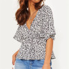 Aachoae Summer Blouses Sexy Deep V neck Short Flare Sleeve Leopard Blouse Shirt Women Casual Tops Plus Size Chemisier Femme|Blouses & Shirts|