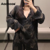 Aachoae Women Loose Casual Printed Blouse Shirt Batwing Long Sleeve Vintage Tops Ladies V Neck Shirts Blouses 2020 Blusas Mujer|Blouses & Shirts|