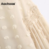 Aachoae Chic Lace Mesh Embroidery Polka Dot Blouse Women See Through Turn Down Collar Shirt Female Long Sleeve Elegant Top Blusa|Blouses & Shirts|