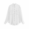 Aachoae Solid Casual Stain Blouse Women Long Sleeve Double Pocket Shirts Female Office Turn Down Collar Blouse Top Blusa Mujer|Blouses & Shirts|