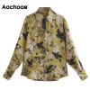 Aachoae Lady Vintage Print Blouse Long Sleeve Elegant Tunic Tops Turn Down Collar Office Wear Shirt Autumn Spring Blusas Mujer|Blouses & Shirts|