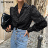 BGTEEVER Elegant Notched Collar Women Tassels Shirts Blouses 2021 Spring New Single breasted Female Workwear Shirts Tops Blusas|Blouses & Shirts|