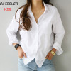 S 3XL Spring One Pocket Women White Blouse Female Shirt Tops Long Sleeve Casual Turn down Collar OL Style Women Loose Blouses|Blouses & Shirts|