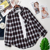 2020 Plaid Shirts Women Top And Blouses Long Sleeve Oversized Cotton Ladies Casual Blusas One Pocket Loose Female Checked Shirt|Blouses & Shirts|