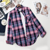 2020 Plaid Shirts Women Top And Blouses Long Sleeve Oversized Cotton Ladies Casual Blusas One Pocket Loose Female Checked Shirt|Blouses & Shirts|