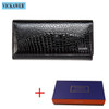 VICKAWEB Long Thick Wallet Female Fashion Alligator Purse Women Genuine Leather Standard Wallets Hasp womens wallets and purses|Wallets|