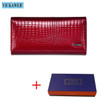 VICKAWEB Long Thick Wallet Female Fashion Alligator Purse Women Genuine Leather Standard Wallets Hasp womens wallets and purses|Wallets|