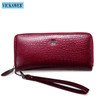 VICKAWEB Wristlet Wallet Purse Genuine Leather Wallet Female Long Zipper Women Wallets Card Holder Clutch Ladies Wallets AE38|ladies wallet|leather walletgenuine leather wallet