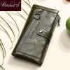 Contact's Genuine Leather Ladies Wallet Women Phone Wallets Green Female Clutch Bag Rfid Card Wallet Long Coin Purses Billetera|Wallets|