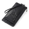 Contact's Genuine Leather Fashion Long Wallet Women Rfid Card Holder Wallets for Women Zipper Coin Purse Female Clutch Bag|Wallets|