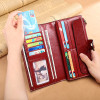 GROJITOO Genuine leather women purse women's hand bag oil wax leather lady's long purse large capacity wallet for women|Wallets|