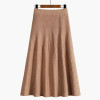 2020 Fall Winter High Waist Women Solid Pleated Midi Skirt Fashion Slim Mid Calf Elegant Ladies Knitted Skirt C 130|Skirts|