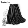 Beiyingni A line Midi Skirt Sashes Korean Elastic High Waist Big Swing Plus Size Casual Student Retro Harajuku Skirt Slim Robe|Skirts|